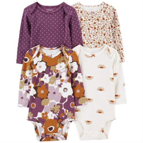 Baby Girl Carters 4-Pack Long Sleeve Floral Bodysuits