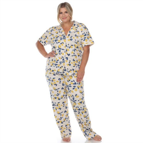 WM Fashion Plus Size Tropical Print Pajama Set