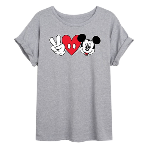 Disneys Mickey Mouse Juniors Love Mickey Flowy Graphic Tee
