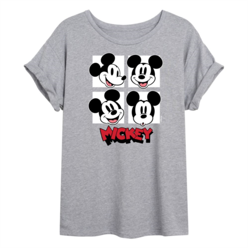 Disneys Mickey Mouse Juniors Mickey Grid Flowy Graphic Tee