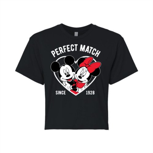 Disneys Mickey & Minnie Mouse Juniors Perfect Match Cropped Tee