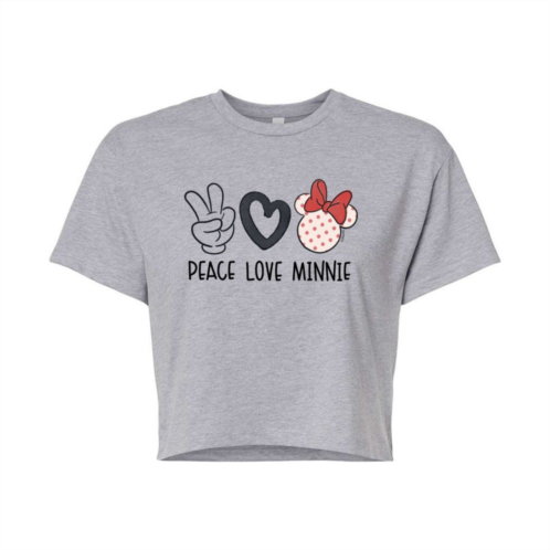 Disneys Minnie Mouse Juniors Peace Love Cropped Tee