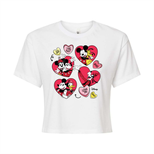 Disneys Mickey Mouse & Friends Juniors Hearts Cropped Tee