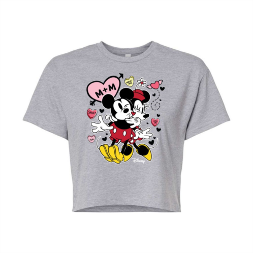 Disneys Mickey & Minnie Mouse Juniors Love Hug Cropped Tee