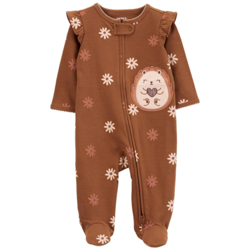 Baby Girl Carters Floral Hedgehog 2-Way Zip Cotton Sleep & Play