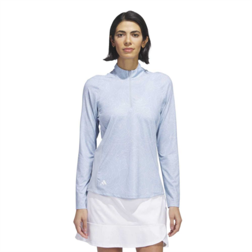 Womens adidas Essentials Long Sleeve Printed Mock Polo Shirt