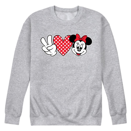 Licensed Character Disneys Minnie Mouse Mens Peace Love Minnie Fleece Sweatshirt