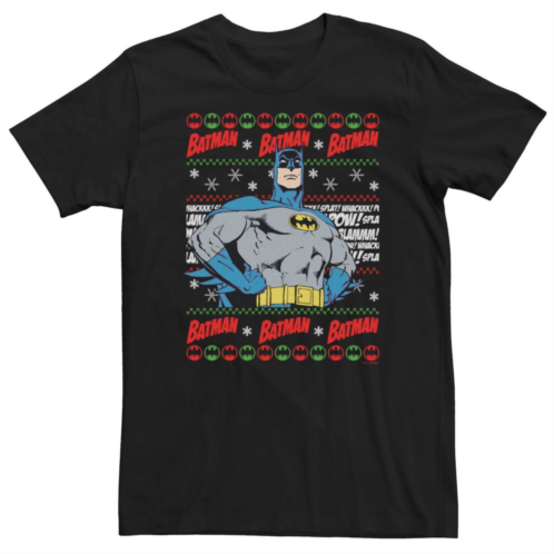 Licensed Character Big & Tall Batman Happy Holidays Ugly Sweater Tee
