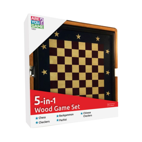 AREYOUGAMECOM 5-in-1 Wood Game Set