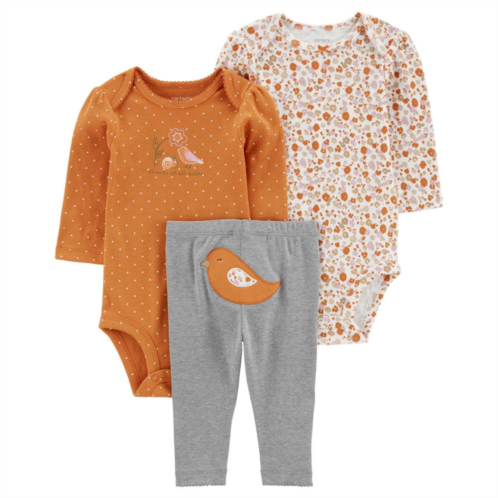 Baby Girl Carters Floral Bird Print Bodysuits & Pants Set