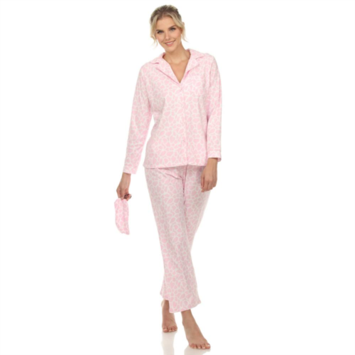 WM Fashion Womens Three-Piece Giraffe Print Pajama Set