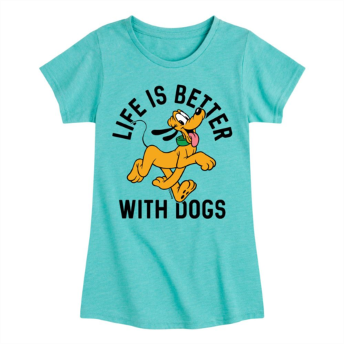 Disneys Pluto Life Better With Dogs Girls 7-16 Graphic Tee