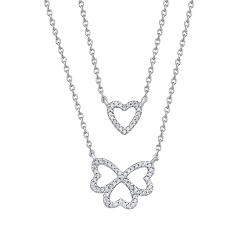 Irena Park Sterling Silver 1/5 Carat T.W. Diamond Heart Mother & Daughter Necklace Duo Set