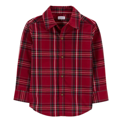 Toddler Boy Carters Plaid Twill Button-Front Shirt