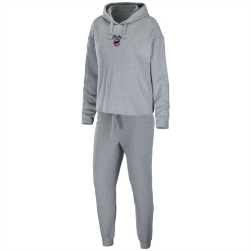 Womens WEAR by Erin Andrews Heather Gray Chicago Cubs Logo Pullover Hoodie & Pants Sleep Set