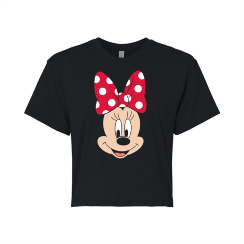 Licensed Character Disneys Mickey Mouse & Friends Juniors Minnie Face Cropped Graphic Tee
