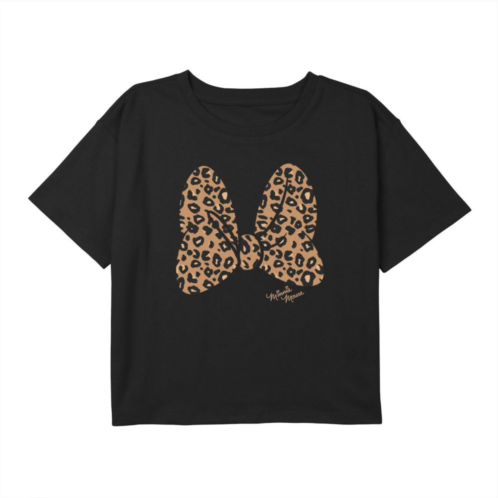 Licensed Character Girls 7-16 Disney Minnie Mouse Leopard Print Bow Tee