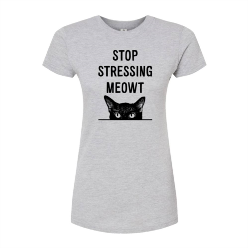 Licensed Character Juniors Stop Stressing Meowt Fitted Tee