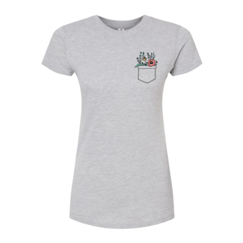Licensed Character Juniors Floral Pocket Fitted Tee