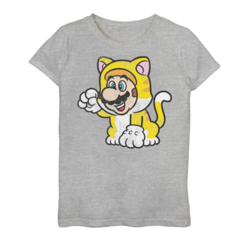 Licensed Character Girls 7-16 Super Mario 3D Bowsers Fury Mario Cat Portrait Tee