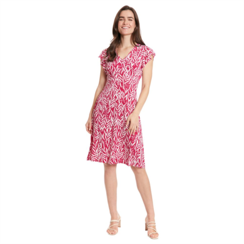 Womens London Times Ruffle Sleeve Print Midi Dress
