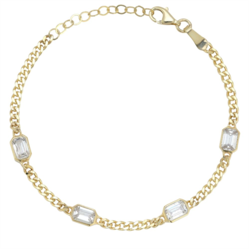 Sunkissed Sterling Cubic Zirconia Curb Chain Bracelet