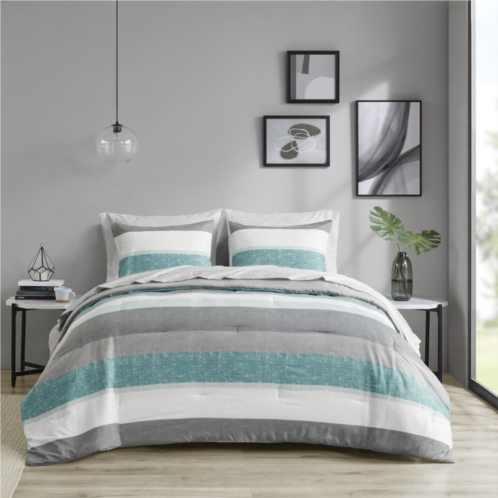 Madison Park Essentials Deacon Modern Stripe Comforter Set with Bed Sheets