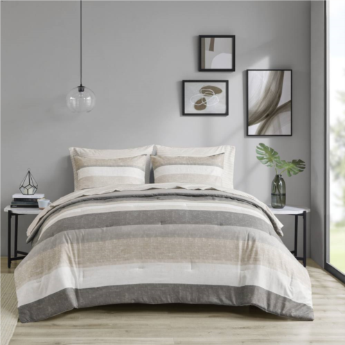 Madison Park Essentials Deacon Modern Stripe Comforter Set with Bed Sheets