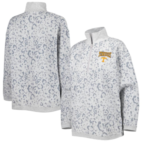 Unbranded Womens Gameday Couture Heather Gray Tennessee Volunteers Leopard Quarter-Zip Sweatshirt