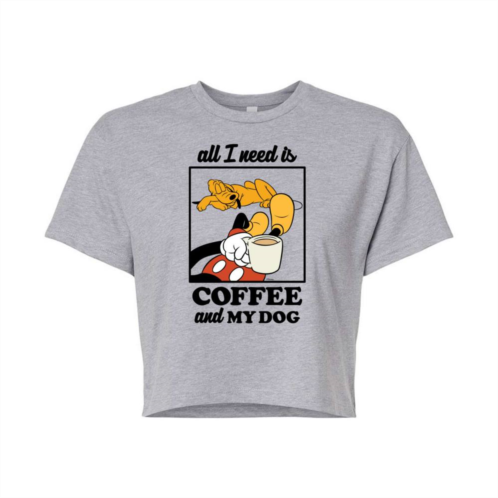 Licensed Character Juniors Disney All I Need Is Coffee And My Dog Cropped Tee