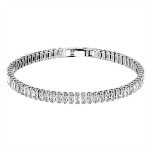 Aleure Precioso Sterling Silver Plated Cubic Zirconia Tennis Bracelet