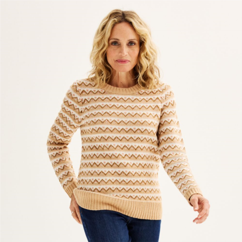 Womens Croft & Barrow Placed Cable Sweater