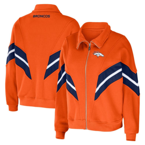 Womens WEAR by Erin Andrews Orange Denver Broncos Plus Size Yarn Dye Stripe Full-Zip Jacket
