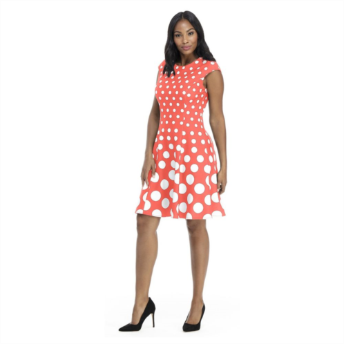 Womens London Times Polka Dot Fit & Flare Mini Dress