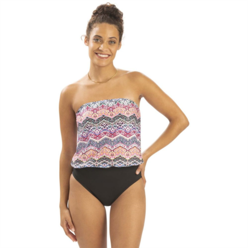 Womens Dolfin Printed Strapless One-Piece Swimsuit