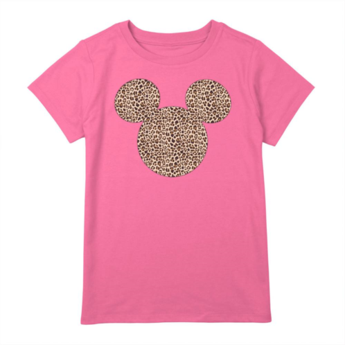 Licensed Character Disneys Mickey Mouse Girls 7-16 Cheetah Print Silhouette Fill Graphic Tee