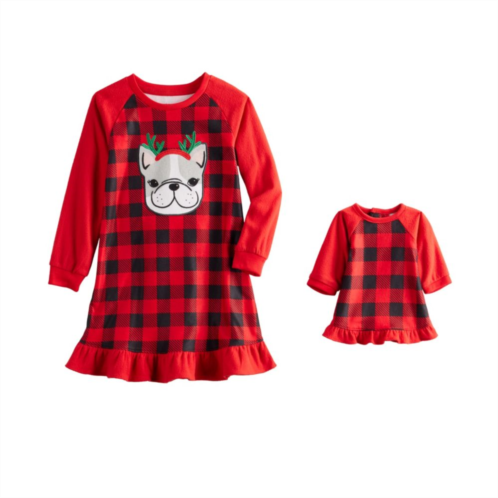 Toddler Girls Jammies For Your Families Frenchie Nightgown & Matching Doll Gown Set by Cuddl Duds