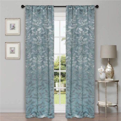 SUPERIOR Bohemian Leaves Insulated Thermal Blackout Rod Pocket Curtain Set