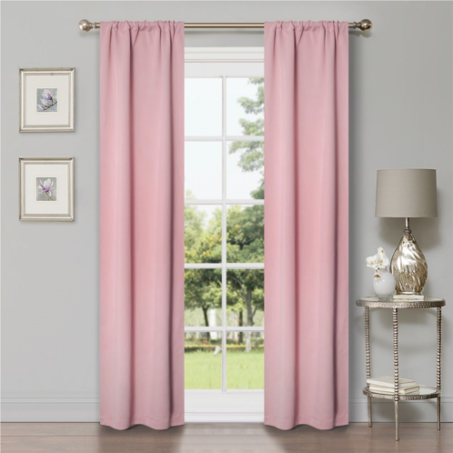 SUPERIOR Solid Insulated Thermal Blackout Rod Pocket Curtain Set
