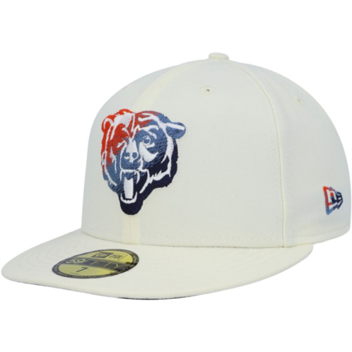 Mens New Era Cream Chicago Bears Chrome Dim 59FIFTY Fitted Hat