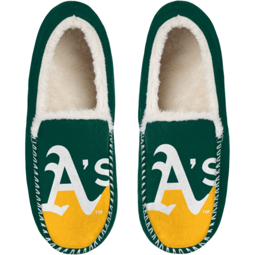 Unbranded Mens FOCO Oakland Athletics Colorblock Moccasin Slippers