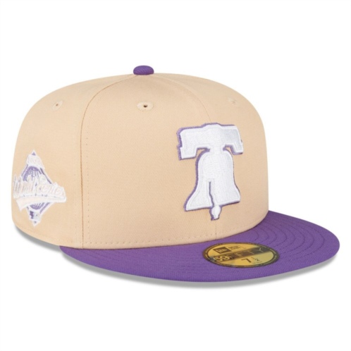 Mens New Era Peach/Purple Philadelphia Phillies 1993 World Series Side Patch 59FIFTY Fitted Hat