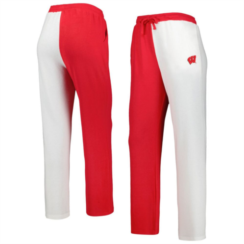 Unbranded Womens ZooZatz Red/White Wisconsin Badgers Colorblock Cozy Tri-Blend Lounge Pants