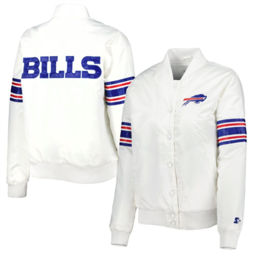Womens Starter White Buffalo Bills Line Up Satin Full-Snap Varsity Jacket