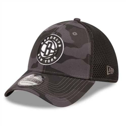 Mens New Era Charcoal/Black Brooklyn Nets Camo 39THIRTY Flex Hat