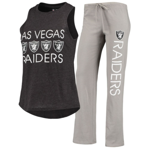 Unbranded Womens Concepts Sport Black/Gray Las Vegas Raiders Plus Size Meter Tank Top and Pants Sleep Set