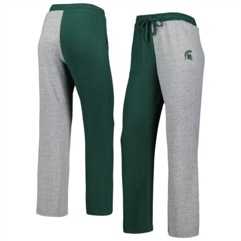 Unbranded Womens ZooZatz Green/Gray Michigan State Spartans Colorblock Cozy Tri-Blend Lounge Pants