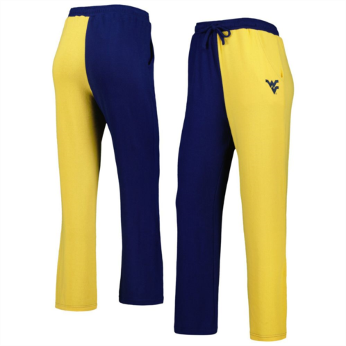 Unbranded Womens ZooZatz Navy/Gold West Virginia Mountaineers Colorblock Cozy Tri-Blend Lounge Pants