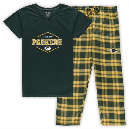 Unbranded Womens Concepts Sport Green/Gold Green Bay Packers Plus Size Badge T-Shirt & Pants Sleep Set