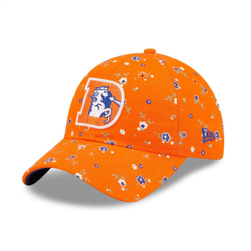 Womens New Era Orange Denver Broncos Floral 9TWENTY Adjustable Hat